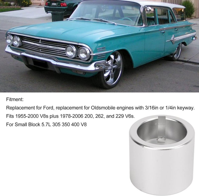 Estink Crankshaft Turning Socket Tool, Aluminium Alloy Engine Crankshaft Turning Socket Tool Replacement Crank Socket Fit for SBC Small Block 5.7L 305 350 400 V8 Crankshaft Part, Silver - Image 2